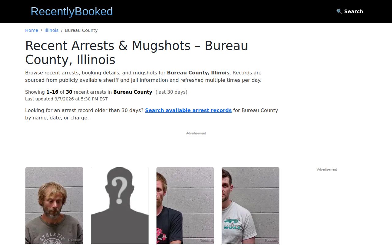 Unofficial Bureau County recent arrests publisher page