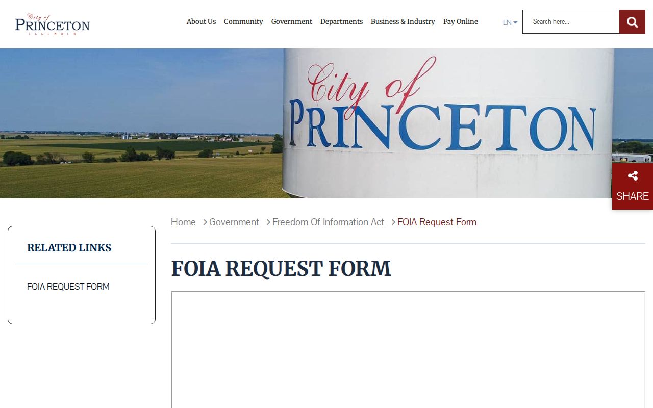 Princeton Illinois FOIA instructions for municipal and police records